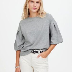 Madewell Heather Gray Puff-Sleeve Short-Sleeve Tee